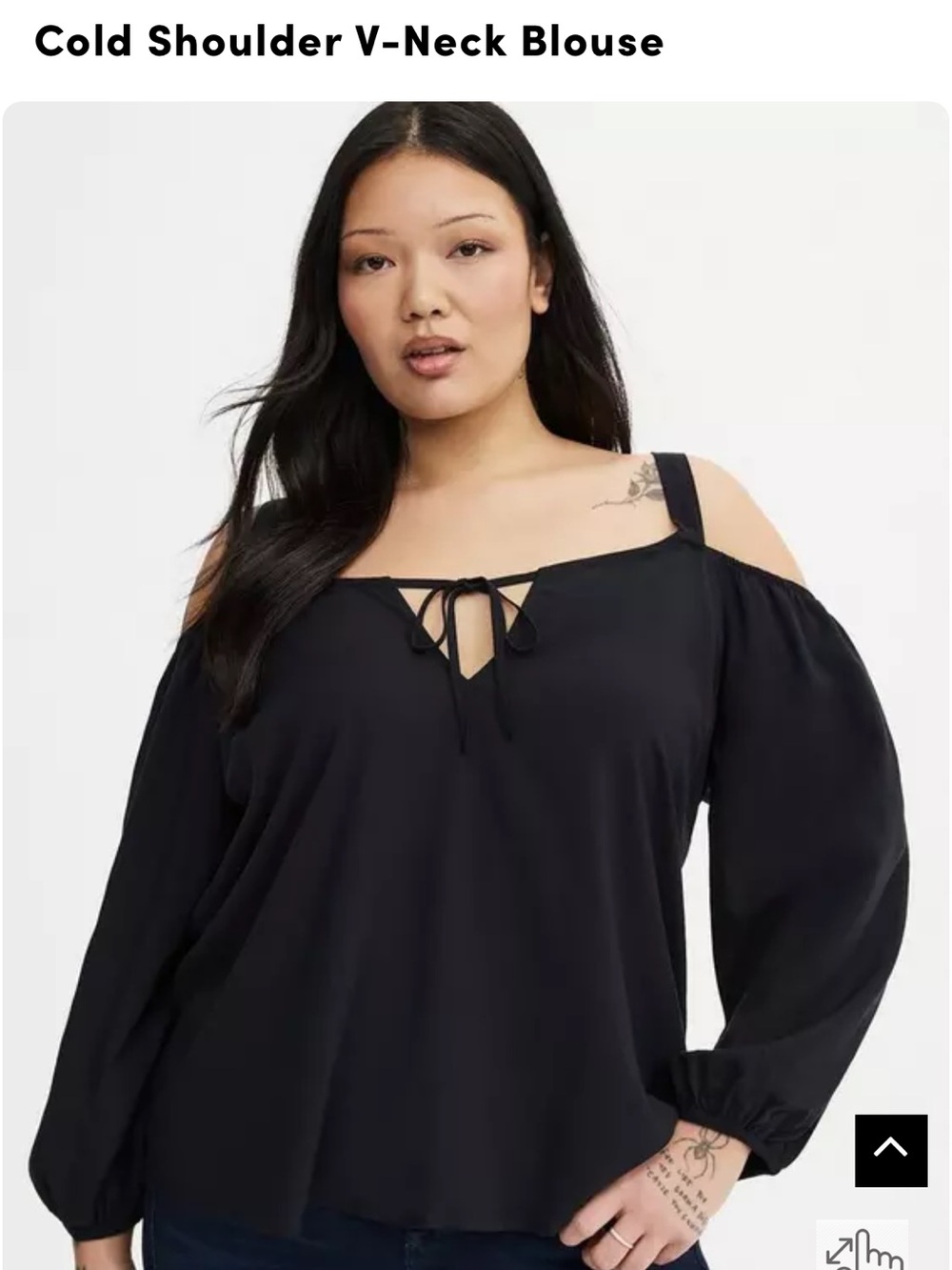 Torrid Cold Shoulder V-Neck Blouse - Black 3X 22/24